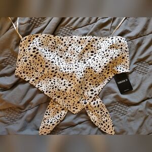 Forever 21 Nude/Black, Woven Tube Top Size XL NWT